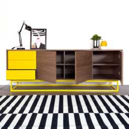 Modern Sideboard - Walnut, Yellow - thumbnail 2