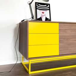 Modern Sideboard - Walnut, Yellow - thumbnail 3