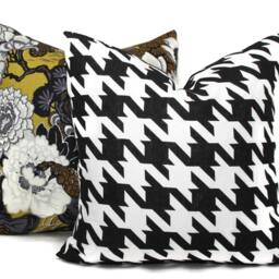 Houndstooth Linen Pillow Cover Black & White Ames, China Seas Fabric - thumbnail 2