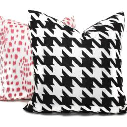 Houndstooth Linen Pillow Cover Black & White Ames, China Seas Fabric - thumbnail 3