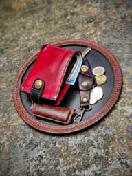 Handmade Genuine Leather Pad Organizer Brown & Thread Desk Key Wallet Home Holder Personalized Gift Ideas Decor