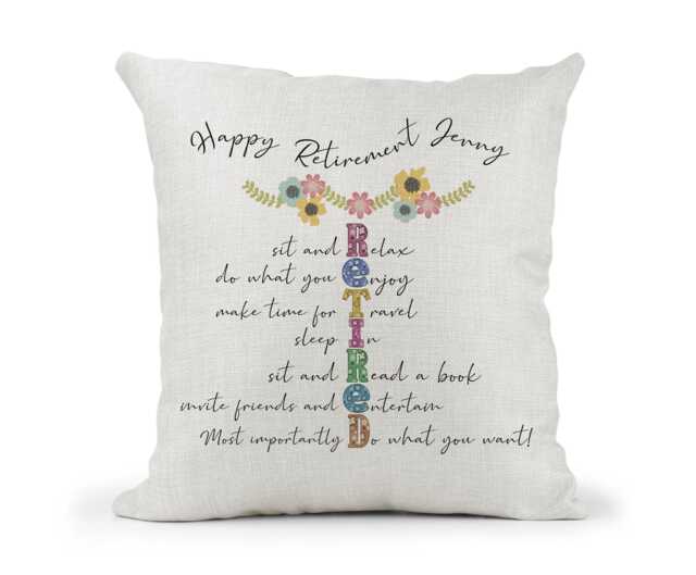 Personalised Cushion Gift, Colleague, Mum, Co-Worker, Sister Friend Retirement Gift Keepsake - image 1