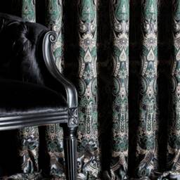 Green Gray Paisley Curtain Panel Luxury Damask Drape - thumbnail 4