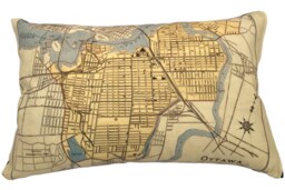 City Of Ottawa Vintage Map Pillow - Free Shipping - thumbnail 1