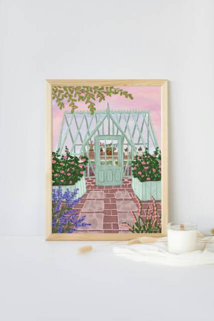 Greenhouse Floral Print Cottage Garden Wall Art - image 1