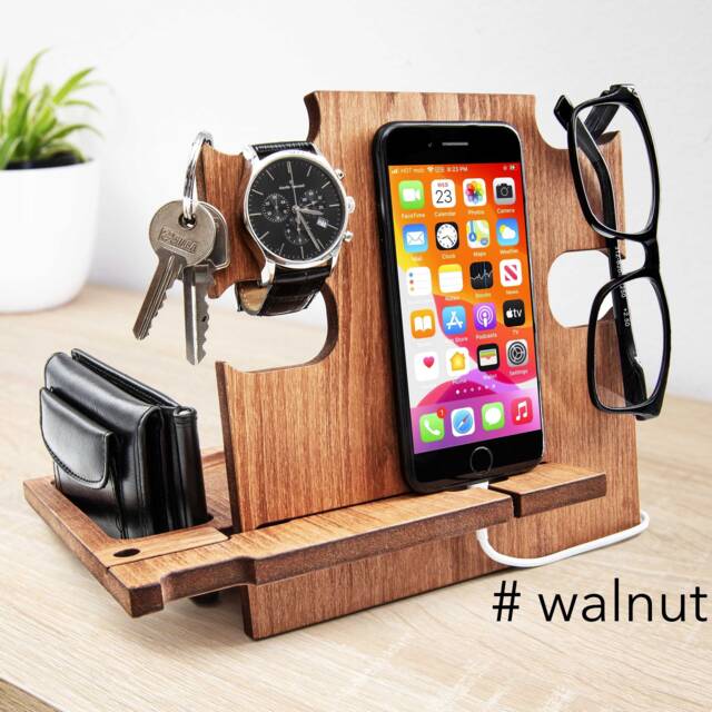 Men Gift, Iphone Desk Holder, Iphone Stand, Wooden Iphone Stand, Iphone 6 Dock, Personalized Docking, Desktop Organizer, Iphone Stand - image 1