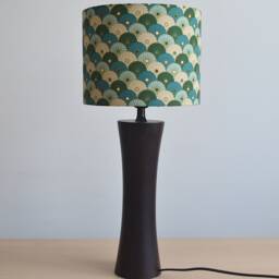 Japanese Printed Cotton Fabric Lampshade With Small Turquoise & Green Umbrellas, For Table Lamp, Pattern Pendant Light - thumbnail 3
