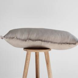 Natural Linen Lumbar Pillow Cover Fringed Edge, Japandi Style For Farmhouse Decor - thumbnail 3