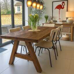 Reclaimed A-Frame Rustic Farmhouse 6-8 Seater Solid Wood Dining Table - 663 - thumbnail 2