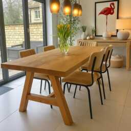 Reclaimed A-Frame Rustic Farmhouse 6-8 Seater Solid Wood Dining Table - 663 - thumbnail 4
