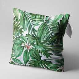 Green Tropical Eucalyptus Leaves Cushion Cover - Double Sided Printing Throw Pillow On The Soft Chenille Fabric With Different Sizes - thumbnail 3