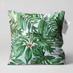 Green Tropical Eucalyptus Leaves Cushion Cover - Double Sided Printing Throw Pillow On The Soft Chenille Fabric With Different Sizes - thumbnail 1