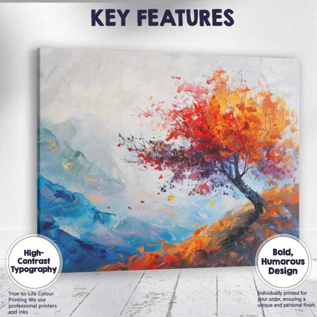 Vibrant Autumn Tree Expressionist Landscape Canvas Wall Art Print Decor Picture Ready To Hang - image 1