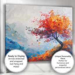 Vibrant Autumn Tree Expressionist Landscape Canvas Wall Art Print Decor Picture Ready To Hang - thumbnail 3