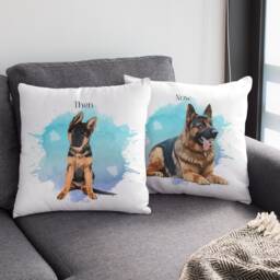 Custom Now & Then Pet Pillow - Personalised Portrait Memorial Gift Gifts For Dog Lovers & Loss - thumbnail 1