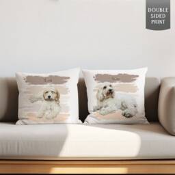 Custom Now & Then Pet Pillow - Personalised Portrait Memorial Gift Gifts For Dog Lovers & Loss - thumbnail 2