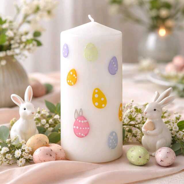 Easter Egg Candles Hand Painted With Bunny - image 1