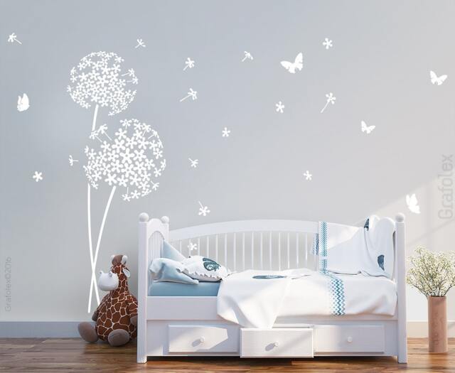 Wall Decal Flower Dandelion & Butterflies Sticker Living Room Floral -Flower Vinyl Decor W706 - image 1