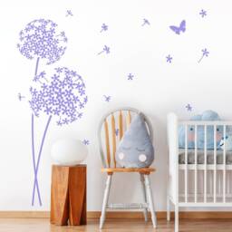 Wall Decal Flower Dandelion & Butterflies Sticker Living Room Floral -Flower Vinyl Decor W706 - thumbnail 3