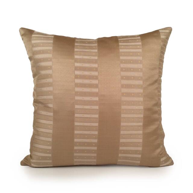 Tan, Light Gold Pillow, Throw Pillow Cover, Decorative Cushion Accent Silk Striped - image 1