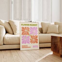 Flower Market Print - Digbeth Birmingham, Colourful Retro Art, Groovy Floral, 1970S 1960S, Bright Abstract, Hippie Flowers, On Trend Poster - thumbnail 3