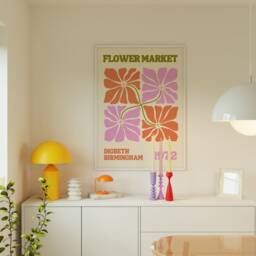 Flower Market Print - Digbeth Birmingham, Colourful Retro Art, Groovy Floral, 1970S 1960S, Bright Abstract, Hippie Flowers, On Trend Poster - thumbnail 2