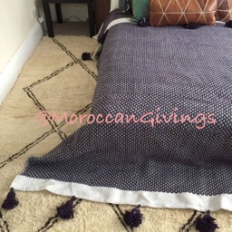 Moroccan Pom Blanket - Throw With Blanket Bed Spread Bedding Cotton Spike Design - thumbnail 4
