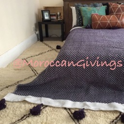 Moroccan Pom Blanket - Throw With Blanket Bed Spread Bedding Cotton Spike Design - thumbnail 2