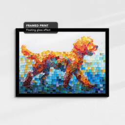 Labradoodle Abstract Tiles Effect Dog Pet Art Oil Painting Framed Poster Print & Canvas Wall Living Home Decor Interior Gift - thumbnail 2