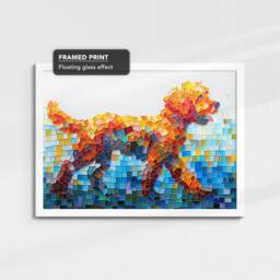 Labradoodle Abstract Tiles Effect Dog Pet Art Oil Painting Framed Poster Print & Canvas Wall Living Home Decor Interior Gift - thumbnail 3