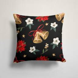 Bell Christmas Cushion Cover/Festive Pillow Covers/Santa Claus, Cover/Christmas Red Flower Cushion/Christmas Gift - thumbnail 3