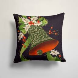 Bell Christmas Cushion Cover/Festive Pillow Covers/Santa Claus, Cover/Christmas Red Flower Cushion/Christmas Gift - thumbnail 2