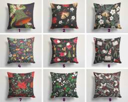 Bell Christmas Cushion Cover/Festive Pillow Covers/Santa Claus, Cover/Christmas Red Flower Cushion/Christmas Gift - thumbnail 1