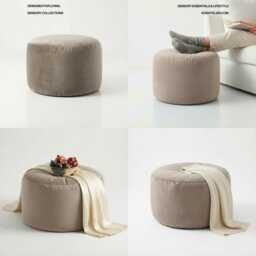Plush Velvet Beanbag Ottoman Round Footstool Pouf - 7 Sizes - thumbnail 3