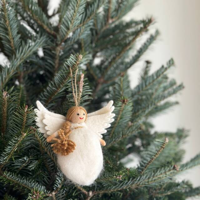 Felt Angel Christmas Ornament, Needle Felted Biodegradable Ornaments, Tree Hanging Decoration, Fair Trade Ornament - image 1