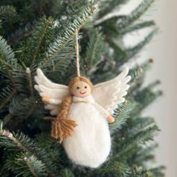 Felt Angel Christmas Ornament, Needle Felted Biodegradable Ornaments, Tree Hanging Decoration, Fair Trade Ornament - thumbnail 3