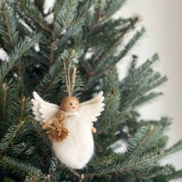 Felt Angel Christmas Ornament, Needle Felted Biodegradable Ornaments, Tree Hanging Decoration, Fair Trade Ornament