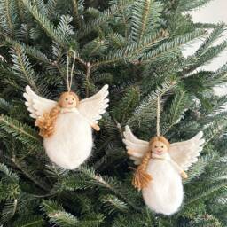 Felt Angel Christmas Ornament, Needle Felted Biodegradable Ornaments, Tree Hanging Decoration, Fair Trade Ornament - thumbnail 2