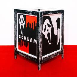 Handmade Lamp in Natural Wood & Japanese Paper. Scream - thumbnail 2