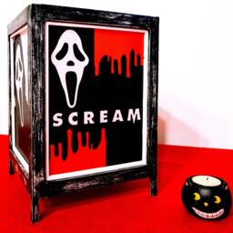Handmade Lamp in Natural Wood & Japanese Paper. Scream - thumbnail 4