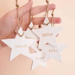 Personalized Star Christmas Ornament - Gold Letter Holiday Decor - thumbnail 3