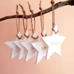 Personalized Star Christmas Ornament - Gold Letter Holiday Decor - thumbnail 2