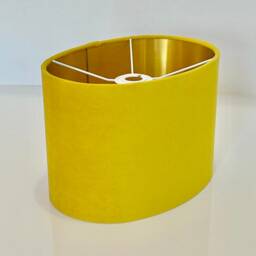 New Luxury High Quality Lime Yellow Velvet Fabric Lamp Shade Oval Shape Oval Metallic Lining - thumbnail 2