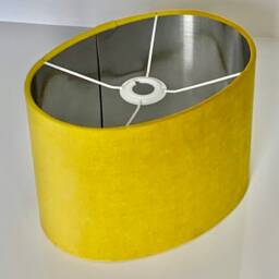 New Luxury High Quality Lime Yellow Velvet Fabric Lamp Shade Oval Shape Oval Metallic Lining - thumbnail 3