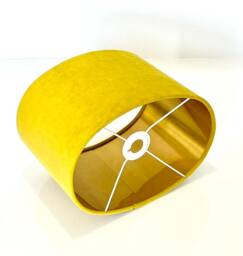 New Luxury High Quality Lime Yellow Velvet Fabric Lamp Shade Oval Shape Oval Metallic Lining