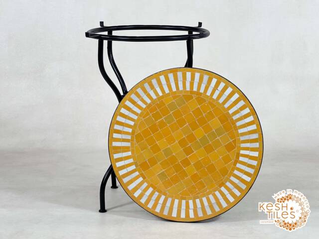 Customizable Mosaic Table - Orange Striped Coffee Outdoor & Patio Furniture - image 1