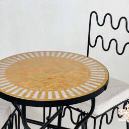Customizable Mosaic Table - Orange Striped Coffee Outdoor & Patio Furniture - thumbnail 2