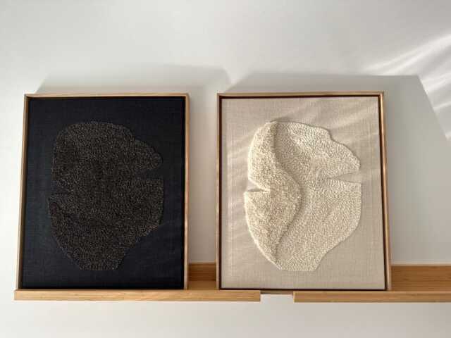 Duo Framed Diptych 104cmx63cm /Modern Textile Wall Art Decor /Neutral Hand//Japandi Tapestry/Original Artwork/Minimal - image 1