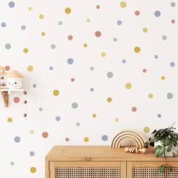Rainbow Polka Dot Wall Decal - Pastel Stickers Neutral Kids PVC Free, No Odour Peel & Stick Fabric