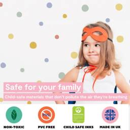 Rainbow Polka Dot Wall Decal - Pastel Stickers Neutral Kids PVC Free, No Odour Peel & Stick Fabric - thumbnail 3